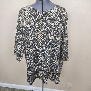 Catherines Ornate Scroll Print Half Sleeve Top 4X (30/32W) 4990